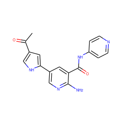 CC(=O)c1c[nH]c(-c2cnc(N)c(C(=O)Nc3ccncc3)c2)c1 ZINC000149963322