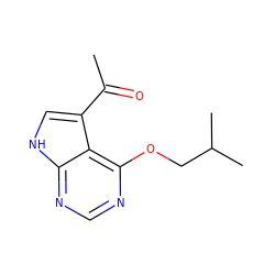 CC(=O)c1c[nH]c2ncnc(OCC(C)C)c12 ZINC000584613440