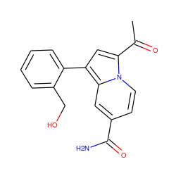 CC(=O)c1cc(-c2ccccc2CO)c2cc(C(N)=O)ccn12 ZINC000653699365