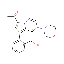 CC(=O)c1cc(-c2ccccc2CO)c2cc(N3CCOCC3)ccn12 ZINC000653699465