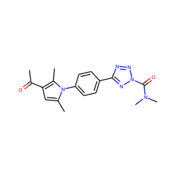 CC(=O)c1cc(C)n(-c2ccc(-c3nnn(C(=O)N(C)C)n3)cc2)c1C ZINC000096258082