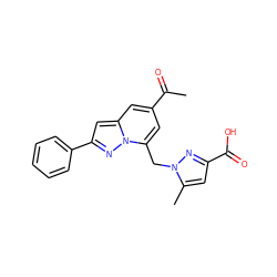 CC(=O)c1cc(Cn2nc(C(=O)O)cc2C)n2nc(-c3ccccc3)cc2c1 ZINC001772628346