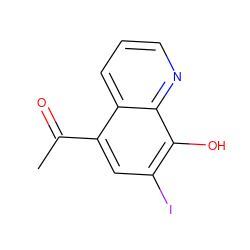 CC(=O)c1cc(I)c(O)c2ncccc12 ZINC000001649071