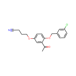 CC(=O)c1cc(OCCCC#N)ccc1OCc1cccc(Cl)c1 ZINC000001540695