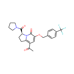 CC(=O)c1cc(OCc2ccc(C(F)(F)F)cc2)c(=O)n2c1CC[C@H]2C(=O)N1CCCC1 ZINC000040916759