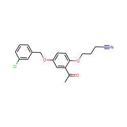 CC(=O)c1cc(OCc2cccc(Cl)c2)ccc1OCCCC#N ZINC000001540694