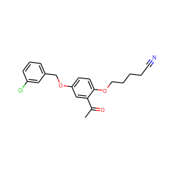 CC(=O)c1cc(OCc2cccc(Cl)c2)ccc1OCCCCC#N ZINC000028224770