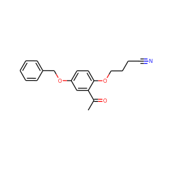 CC(=O)c1cc(OCc2ccccc2)ccc1OCCCC#N ZINC000028223901