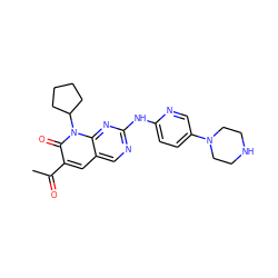 CC(=O)c1cc2cnc(Nc3ccc(N4CCNCC4)cn3)nc2n(C2CCCC2)c1=O ZINC000013641623