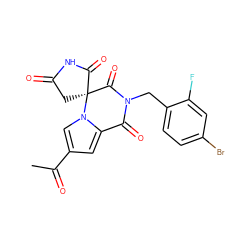 CC(=O)c1cc2n(c1)[C@]1(CC(=O)NC1=O)C(=O)N(Cc1ccc(Br)cc1F)C2=O ZINC000013781475