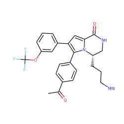 CC(=O)c1ccc(-c2c(-c3cccc(OC(F)(F)F)c3)cc3n2[C@@H](CCCN)CNC3=O)cc1 ZINC000207225245