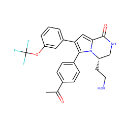 CC(=O)c1ccc(-c2c(-c3cccc(OC(F)(F)F)c3)cc3n2[C@@H](CCN)CNC3=O)cc1 ZINC000207216447