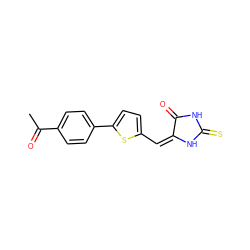 CC(=O)c1ccc(-c2ccc(/C=C3/NC(=S)NC3=O)s2)cc1 ZINC000103224334