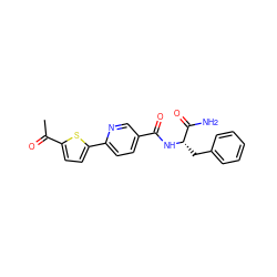 CC(=O)c1ccc(-c2ccc(C(=O)N[C@@H](Cc3ccccc3)C(N)=O)cn2)s1 ZINC000199000200