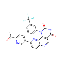 CC(=O)c1ccc(-c2ccc3ncc4c(=O)[nH]c(=O)n(-c5cccc(C(F)(F)F)c5)c4c3n2)cn1 ZINC001772639951