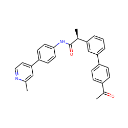 CC(=O)c1ccc(-c2cccc([C@H](C)C(=O)Nc3ccc(-c4ccnc(C)c4)cc3)c2)cc1 ZINC000103273566