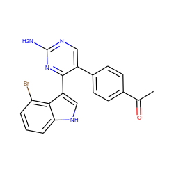 CC(=O)c1ccc(-c2cnc(N)nc2-c2c[nH]c3cccc(Br)c23)cc1 ZINC000072109167