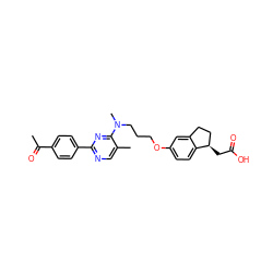 CC(=O)c1ccc(-c2ncc(C)c(N(C)CCCOc3ccc4c(c3)CC[C@H]4CC(=O)O)n2)cc1 ZINC000028891508