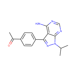 CC(=O)c1ccc(-c2nn(C(C)C)c3ncnc(N)c23)cc1 ZINC000064510269