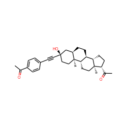 CC(=O)c1ccc(C#C[C@@]2(O)CC[C@]3(C)[C@H]4CC[C@]5(C)[C@@H](C(C)=O)CC[C@H]5[C@@H]4CC[C@@H]3C2)cc1 ZINC000013760853