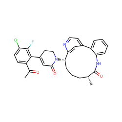 CC(=O)c1ccc(Cl)c(F)c1C1=CC(=O)N([C@H]2CCC[C@@H](C)C(=O)Nc3ccccc3-c3ccnc2c3)CC1 ZINC000220099009