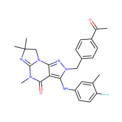 CC(=O)c1ccc(Cn2nc3c(c2Nc2ccc(F)c(C)c2)C(=O)N(C)C2=NC(C)(C)CN23)cc1 ZINC000219134596