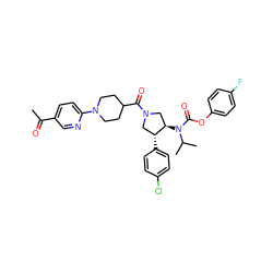 CC(=O)c1ccc(N2CCC(C(=O)N3C[C@@H](N(C(=O)Oc4ccc(F)cc4)C(C)C)[C@H](c4ccc(Cl)cc4)C3)CC2)nc1 ZINC000117719524