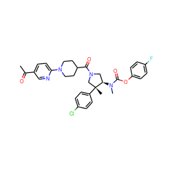 CC(=O)c1ccc(N2CCC(C(=O)N3C[C@@H](N(C)C(=O)Oc4ccc(F)cc4)[C@](C)(c4ccc(Cl)cc4)C3)CC2)nc1 ZINC000169698948