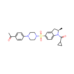 CC(=O)c1ccc(N2CCN(S(=O)(=O)c3ccc4c(c3)C[C@@H](C)N4C(=O)C3CC3)CC2)cc1 ZINC000009117032