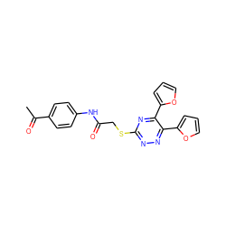 CC(=O)c1ccc(NC(=O)CSc2nnc(-c3ccco3)c(-c3ccco3)n2)cc1 ZINC000000882752