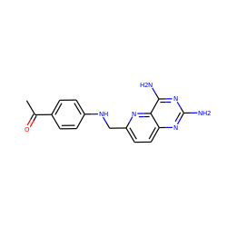 CC(=O)c1ccc(NCc2ccc3nc(N)nc(N)c3n2)cc1 ZINC000003814923