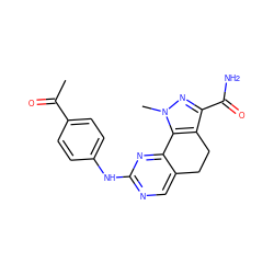 CC(=O)c1ccc(Nc2ncc3c(n2)-c2c(c(C(N)=O)nn2C)CC3)cc1 ZINC000049792572