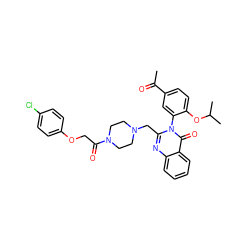 CC(=O)c1ccc(OC(C)C)c(-n2c(CN3CCN(C(=O)COc4ccc(Cl)cc4)CC3)nc3ccccc3c2=O)c1 ZINC000473144430