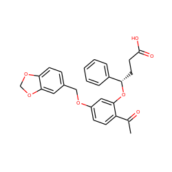 CC(=O)c1ccc(OCc2ccc3c(c2)OCO3)cc1O[C@@H](CCC(=O)O)c1ccccc1 ZINC000207461680