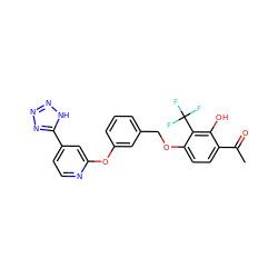 CC(=O)c1ccc(OCc2cccc(Oc3cc(-c4nnn[nH]4)ccn3)c2)c(C(F)(F)F)c1O ZINC000035952716