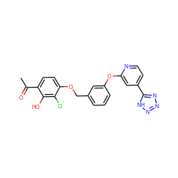 CC(=O)c1ccc(OCc2cccc(Oc3cc(-c4nnn[nH]4)ccn3)c2)c(Cl)c1O ZINC000149565434