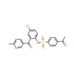 CC(=O)c1ccc(S(=O)(=O)Nc2ccc(Cl)cc2C(=O)c2ccc(C)nc2)cc1 ZINC000038731739