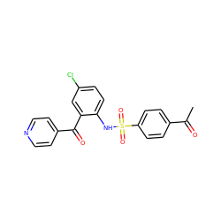 CC(=O)c1ccc(S(=O)(=O)Nc2ccc(Cl)cc2C(=O)c2ccncc2)cc1 ZINC000118214578