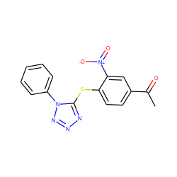 CC(=O)c1ccc(Sc2nnnn2-c2ccccc2)c([N+](=O)[O-])c1 ZINC000000337912