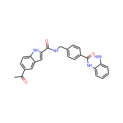 CC(=O)c1ccc2[nH]c(C(=O)NCc3ccc(C(=O)Nc4ccccc4N)cc3)cc2c1 ZINC000148694153