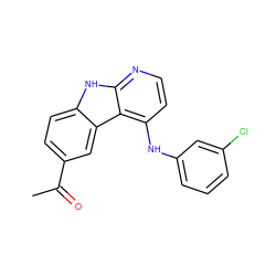 CC(=O)c1ccc2[nH]c3nccc(Nc4cccc(Cl)c4)c3c2c1 ZINC000103297344