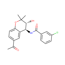 CC(=O)c1ccc2c(c1)[C@H](NC(=O)c1cccc(Cl)c1)[C@@H](O)C(C)(C)O2 ZINC000013604645