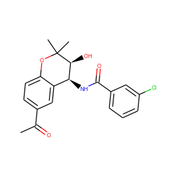 CC(=O)c1ccc2c(c1)[C@H](NC(=O)c1cccc(Cl)c1)[C@H](O)C(C)(C)O2 ZINC000026740330