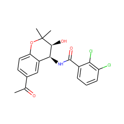 CC(=O)c1ccc2c(c1)[C@H](NC(=O)c1cccc(Cl)c1Cl)[C@H](O)C(C)(C)O2 ZINC000003807495