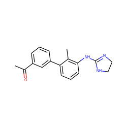 CC(=O)c1cccc(-c2cccc(NC3=NCCN3)c2C)c1 ZINC000013487086