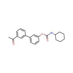 CC(=O)c1cccc(-c2cccc(OC(=O)NC3CCCCC3)c2)c1 ZINC000013583493