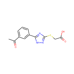 CC(=O)c1cccc(-c2nc(SCC(=O)O)n[nH]2)c1 ZINC000205445834