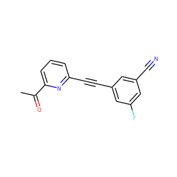 CC(=O)c1cccc(C#Cc2cc(F)cc(C#N)c2)n1 ZINC000084739193