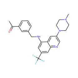 CC(=O)c1cccc(CNc2cc(C(F)(F)F)cc3ncc(N4CCN(C)CC4)cc23)c1 ZINC000169329636