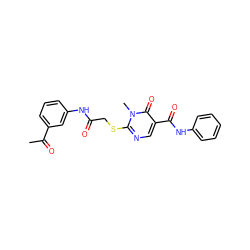 CC(=O)c1cccc(NC(=O)CSc2ncc(C(=O)Nc3ccccc3)c(=O)n2C)c1 ZINC000012236798